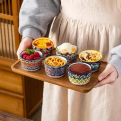 6-Piece 3 Oz. Porcelain Cupcake Pan Set Bohemian Creme Brulee Ramekins Souffle Dishes Dipping Sauce Ice Cream Bowls -Vancasso Shop 04 3 oz vancasso cupcake pans muffin pans vc simi rmk 04 31 1000