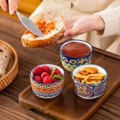 6-Piece 3 Oz. Porcelain Cupcake Pan Set Bohemian Creme Brulee Ramekins Souffle Dishes Dipping Sauce Ice Cream Bowls -Vancasso Shop 04 3 oz vancasso cupcake pans muffin pans vc simi rmk 04 44 1000