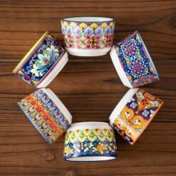 6-Piece 3 Oz. Porcelain Cupcake Pan Set Bohemian Creme Brulee Ramekins Souffle Dishes Dipping Sauce Ice Cream Bowls -Vancasso Shop 04 3 oz vancasso cupcake pans muffin pans vc simi rmk 04 76 1000