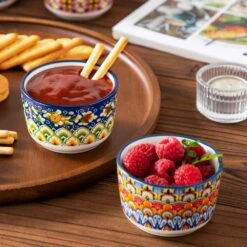 6-Piece 3 Oz. Porcelain Cupcake Pan Set Bohemian Creme Brulee Ramekins Souffle Dishes Dipping Sauce Ice Cream Bowls -Vancasso Shop 04 3 oz vancasso cupcake pans muffin pans vc simi rmk 04 fa 1000