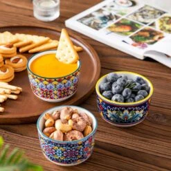 6-Piece 5 Oz. Porcelain Cupcake Pan Set Bohemian Creme Brulee Ramekins Souffle Dishes Dipping Sauce Ice Cream Bowls -Vancasso Shop 06 5 oz vancasso cupcake pans muffin pans vc simi rmk 06 fa 1000