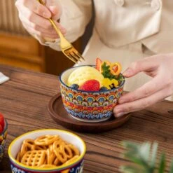 6-Piece 7 Oz. Porcelain Cupcake Pan Set Bohemian Creme Brulee Ramekins Souffle Dishes Dipping Sauce Ice Cream Bowls -Vancasso Shop 08 7 oz vancasso cupcake pans muffin pans vc simi rmk 08 1f 1000