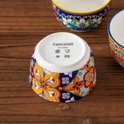 6-Piece 7 Oz. Porcelain Cupcake Pan Set Bohemian Creme Brulee Ramekins Souffle Dishes Dipping Sauce Ice Cream Bowls -Vancasso Shop 08 7 oz vancasso cupcake pans muffin pans vc simi rmk 08 44 1000