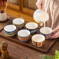 6-Piece 7 Oz. Porcelain Cupcake Pan Set Bohemian Creme Brulee Ramekins Souffle Dishes Dipping Sauce Ice Cream Bowls -Vancasso Shop 08 7 oz vancasso cupcake pans muffin pans vc simi rmk 08 fa 1000