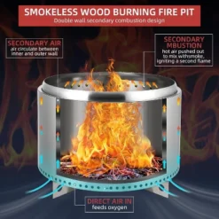 Vancasso 27 Inch Smokeless Fire Pit, Portable Outdoor Fire Pit