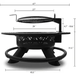 Vancasso 47" Outdoor Fire Pit With Adjustable Grill -Vancasso Shop GUEST 6badf35d 3bd5 4df8 ad01 c1c26d8a900a