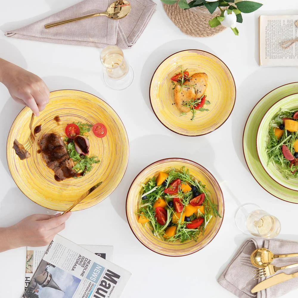 Albero 18-Piece Assorted Colors Stoneware Bark Glaze Dinnerware Set (Service For 6) 7 Albero 18-Piece Assorted Colors Stoneware Bark Glaze Dinnerware Set (Service For 6) - Image 5