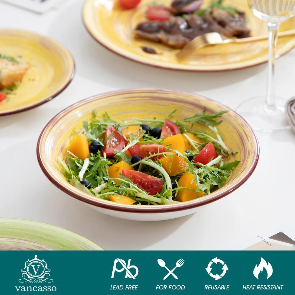 Albero 18-Piece Assorted Colors Stoneware Bark Glaze Dinnerware Set (Service For 6) 5 Albero 18-Piece Assorted Colors Stoneware Bark Glaze Dinnerware Set (Service For 6) - Image 3