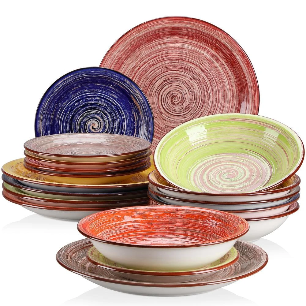 Albero 18-Piece Assorted Colors Stoneware Bark Glaze Dinnerware Set (Service For 6) 3 Albero 18-Piece Assorted Colors Stoneware Bark Glaze Dinnerware Set (Service For 6)