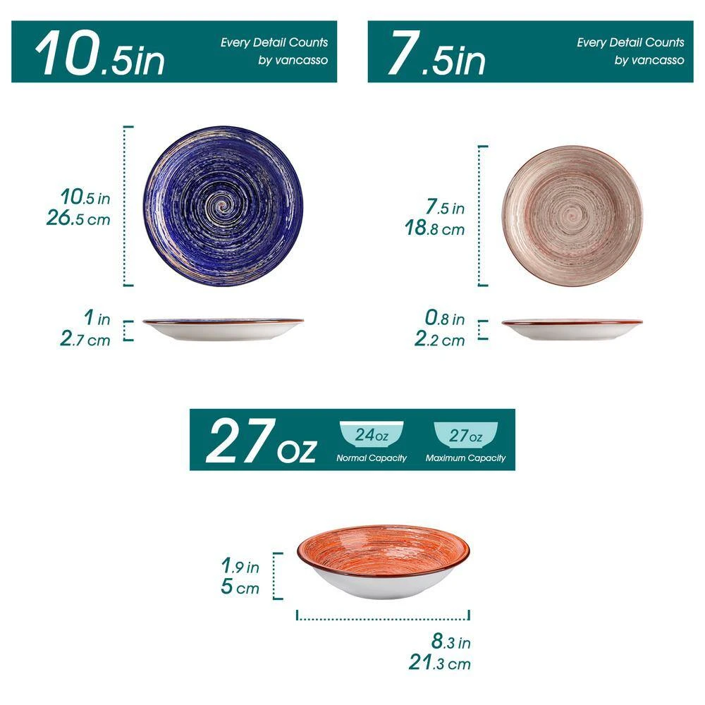 Albero 18-Piece Assorted Colors Stoneware Bark Glaze Dinnerware Set (Service For 6) 4 Albero 18-Piece Assorted Colors Stoneware Bark Glaze Dinnerware Set (Service For 6) - Image 2