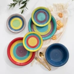 Arco 18-Piece Multicolor Stoneware Dinnerware Set (Service For 6) -Vancasso Shop arco dinnerware sets vc arco sb 44 1000