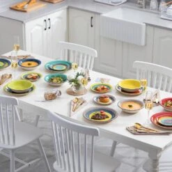 Arco 18-Piece Multicolor Stoneware Dinnerware Set (Service For 6) -Vancasso Shop arco dinnerware sets vc arco sb 76 1000