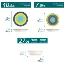 Arco 18-Piece Multicolor Stoneware Dinnerware Set (Service For 6) -Vancasso Shop arco dinnerware sets vc arco sb c3 1000