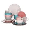 Bella 16-Pieces Dinnerware Set Porcelain Crockery In Vintage Look Combination Sets Colorful (Service For 4) -Vancasso Shop assorted colors vancasso dinnerware sets vc bella h sl 64 1000