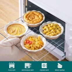 6-Piece Beige Stoneware Pie Dish Set Baking Dishes Set Tart Tins For Oven And Baking Small Pie Tin With Corrugated Edge -Vancasso Shop beige vancasso bakeware sets vc sabine 6pp 1f 1000