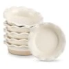 6-Piece Beige Stoneware Pie Dish Set Baking Dishes Set Tart Tins For Oven And Baking Small Pie Tin With Corrugated Edge -Vancasso Shop beige vancasso bakeware sets vc sabine 6pp 64 1000