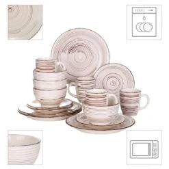 Bella 16-Pieces Dinnerware Set Porcelain Dinner Set Crockery In Vintage Look Combination Sets Beige (Service For 4) -Vancasso Shop beige vancasso dinnerware sets vc bella bg sl 4f 1000