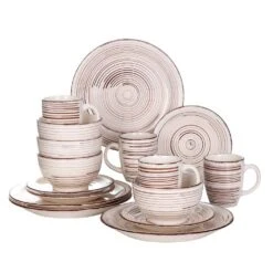 Bella 16-Pieces Dinnerware Set Porcelain Dinner Set Crockery In Vintage Look Combination Sets Beige (Service For 4)
