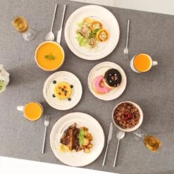 Bella 16-Pieces Dinnerware Set Porcelain Dinner Set Crockery In Vintage Look Combination Sets Beige (Service For 4) -Vancasso Shop beige vancasso dinnerware sets vc bella bg sl 76 1000