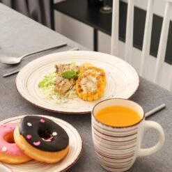 Bella 16-Pieces Dinnerware Set Porcelain Dinner Set Crockery In Vintage Look Combination Sets Beige (Service For 4) -Vancasso Shop beige vancasso dinnerware sets vc bella bg sl fa 1000