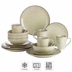 Navia 16-Piece Nature Beige Stoneware Dinnerware Set (Service For 4) -Vancasso Shop beige vancasso dinnerware sets vc navia 12 sl 4f 1000