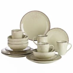 Navia 16-Piece Nature Beige Stoneware Dinnerware Set (Service For 4)
