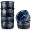 Stoneware 6-Piece Ramekins Set Blue Baking Dish Serving Dish Mini Baking Cups Snack Sauce Creme Brulee Souffle Dishes -Vancasso Shop black and blue vancasso bakeware sets vc glimmer a04 64 1000