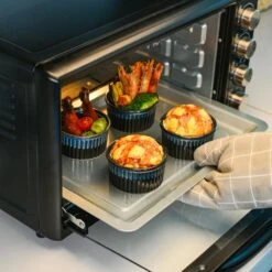 Stoneware 6-Piece Ramekins Set Blue Baking Dish Serving Dish Mini Baking Cups Snack Sauce Creme Brulee Souffle Dishes -Vancasso Shop black and blue vancasso bakeware sets vc glimmer a04 66 1000