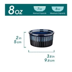 Stoneware 6-Piece Ramekins Set Blue Baking Dish Serving Dish Mini Baking Cups Snack Sauce Creme Brulee Souffle Dishes -Vancasso Shop black and blue vancasso bakeware sets vc glimmer a04 c3 1000
