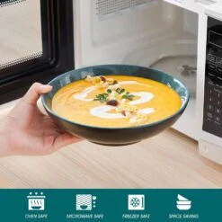 24-Piece Black And Green Stoneware Dinnerware Set Service For 6 Bowl And Plate Dinner Set Dishware With Plates Bowls 27 24-Piece Black And Green Stoneware Dinnerware Set Service For 6 Bowl And Plate Dinner Set Dishware With Plates Bowls -Vancasso Shop black and green vancasso dinnerware sets vc playb b 24 4f 1000