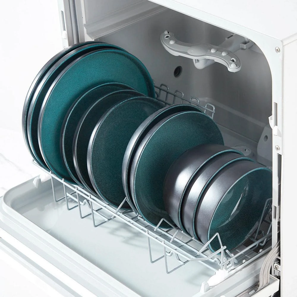 24-Piece Black And Green Stoneware Dinnerware Set Service For 6 Bowl And Plate Dinner Set Dishware With Plates Bowls 3 24-Piece Black And Green Stoneware Dinnerware Set Service For 6 Bowl And Plate Dinner Set Dishware With Plates Bowls