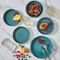 24-Piece Black And Green Stoneware Dinnerware Set Service For 6 Bowl And Plate Dinner Set Dishware With Plates Bowls 22 24-Piece Black And Green Stoneware Dinnerware Set Service For 6 Bowl And Plate Dinner Set Dishware With Plates Bowls -Vancasso Shop black and green vancasso dinnerware sets vc playb b 24 a0 1000