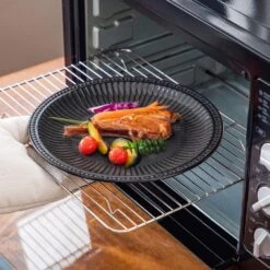 16-Piece Black Grey Porcelain Dinnerware Set Service For 4-Bowls And Plates Dinner Set Embossed Dots Pattern Tableware -Vancasso Shop black grey vancasso dinnerware sets eliga gy sl 66 1000