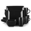 Series Soho 16-Piece Black Modern Porcelain Dinnerware Sets Square Dinner Plate Bowls Mugs (Service Set For 4) 2 Series Soho 16-Piece Black Modern Porcelain Dinnerware Sets Square Dinner Plate Bowls Mugs (Service Set For 4) -Vancasso Shop black vancasso dinnerware sets vc soho bk 64 1000
