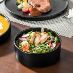 12-Piece Matte Black Stoneware Dinnerware Set Service For 4-Bowls And Plates Set Round Tableware Set 19 12-Piece Matte Black Stoneware Dinnerware Set Service For 4-Bowls And Plates Set Round Tableware Set -Vancasso Shop black vancasso dinnerware sets vc venus bk 12y 40 1000