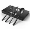 24-Piece Black Stainless Steel Flatware Set Silverware Set Serving Set Service For 6 1 24-Piece Black Stainless Steel Flatware Set Silverware Set Serving Set Service For 6 -Vancasso Shop black vancasso serving sets vs sw a24 b 64 1000