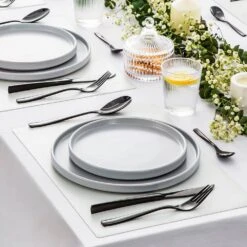 48-Piece Black Stainless Steel Flatware Set Silverware Set Serving Set Service For 12 -Vancasso Shop black vancasso serving sets vs sw a48 b 31 1000