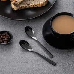 48-Piece Black Stainless Steel Flatware Set Silverware Set Serving Set Service For 12 -Vancasso Shop black vancasso serving sets vs sw a48 b 76 1000