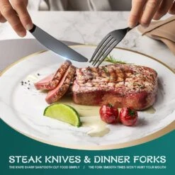 48-Piece Black Stainless Steel Flatware Set (Service For 12) -Vancasso Shop black vancasso serving sets vs sw g48 b 44 1000