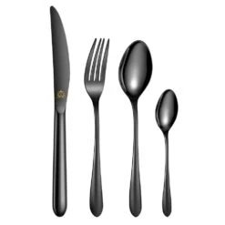 48-Piece Black Stainless Steel Flatware Set (Service For 12)
