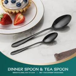 60-Piece Black Stainless Steel Flatware Set (Service For 12) -Vancasso Shop black vancasso serving sets vs sw g60 b 1f 1000