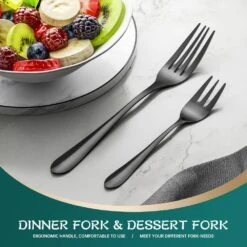 60-Piece Black Stainless Steel Flatware Set (Service For 12) -Vancasso Shop black vancasso serving sets vs sw g60 b 44 1000