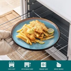 Series Amber 16-Piece Blue And Black Stoneware Dinnerware Set Service For 4 Bowls And Plates Dining Set Tableware -Vancasso Shop blue and black vancasso dinnerware sets vc amber b 16 4f 1000