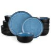 18-Piece Blue And Black Stoneware Dinnerware Set Service For 6 With Dinner Plates Dessert Plates And Cereal Bowls 2 18-Piece Blue And Black Stoneware Dinnerware Set Service For 6 With Dinner Plates Dessert Plates And Cereal Bowls -Vancasso Shop blue and black vancasso dinnerware sets vc pla b 18 eu 64 1000