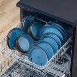 24-Piece Blue And Black Stoneware Dinnerware Set Service For 6 With Dinner Plate Dessert Plate Pasta Bowl Cereal Bowl -Vancasso Shop blue and black vancasso dinnerware sets vc pla b 24 eu 44 1000