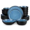 24-Piece Blue And Black Stoneware Dinnerware Set Service For 6 With Dinner Plate Dessert Plate Pasta Bowl Cereal Bowl 2 24-Piece Blue And Black Stoneware Dinnerware Set Service For 6 With Dinner Plate Dessert Plate Pasta Bowl Cereal Bowl -Vancasso Shop blue and black vancasso dinnerware sets vc pla b 24 eu 64 1000