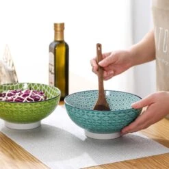 41 Fl. Oz. 2-Colours Porcelain Serving Soup/Fruit/Noodle Bowls 16 41 Fl. Oz. 2-Colours Porcelain Serving Soup/Fruit/Noodle Bowls -Vancasso Shop blue and teal vancasso bowls vc macaron b01 76 1000