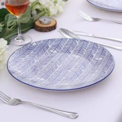 10.5 In. Blue Patterned Porcelain Dinner Plates Set For Pasta Salad Dessert (Set Of 4) -Vancasso Shop blue patterned vancasso dinner plates vc takaki sdp fa 1000