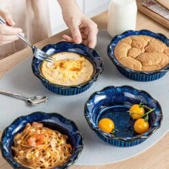 9 Oz. Stoneware 6-Piece Pie Dish Set Bakeware Small Pie Pan For Oven And Baking Blue Baking Dish 17 9 Oz. Stoneware 6-Piece Pie Dish Set Bakeware Small Pie Pan For Oven And Baking Blue Baking Dish -Vancasso Shop blue vancasso bakeware sets vc 6pp 05b 31 1000