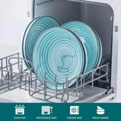 38 Fl. Oz. Blue Stoneware Pasta Bowl Set Of 6 Spirals Pattern Soup Bowl Salad Bowl Cereal Bowls -Vancasso Shop blue vancasso bowls vc bonbon bl lyw 1f 1000